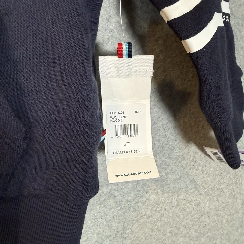 SOL ANGELES Boys Cotton Full Zipped Long Sleeve Jacket navy blue Size 2T
